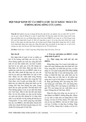HỘI NHẬP KINH TẾ VÀ CHIẾN LƯỢC XUẤT KHẨU TRÁI CÂY Ở ĐỒNG BẰNG SÔNG CỬU LONG
