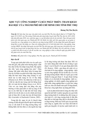KHU VỰC CÔNG NGHIỆP VÀ BẪY PHÁT TRIỂN: THAM KHẢO BÀI HỌC CỦA THÀNH PHỐ HỒ CHÍ MINH CHO TỈNH PHÚ THỌ