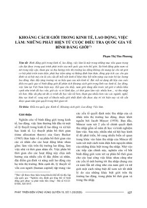KHOẢNG CÁCH GIỚI TRONG KINH TẾ, LAO ĐỘNG, VIỆC LÀM: NHỮNG PHÁT HIỆN TỪ CUỘC ĐIỀU TRA QUỐC GIA VỀ BÌNH ĐẲNG GIỚI