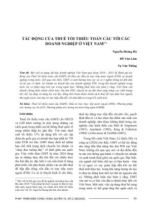 TÁC ĐỘNG CỦA THUẾ TỐI THIỂU TOÀN CẦU TỚI CÁC DOANH NGHIỆP Ở VIỆT NAM