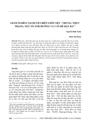 GIẢM NGHÈO TẠI HUYỆN BIÊN GIỚI VIỆT - TRUNG: THỰC TRẠNG, YẾU TỐ ẢNH HƯỞNG VÀ VẤN ĐỀ ĐẶT RA