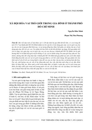 XÃ HỘI HÓA VAI TRÒ GIỚI TRONG GIA ĐÌNH Ở THÀNH PHỐ HỒ CHÍ MINH