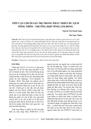 TIẾP CẬN CHUỖI GIÁ TRỊ TRONG PHÁT TRIỂN DU LỊCH NÔNG THÔN - TRƯỜNG HỢP TỈNH LÂM ĐỒNG