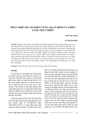 PHÁT TRIỂN DU LỊCH BỀN VỮNG: QUAN ĐIỂM VÀ CHIẾN LƯỢC PHÁT TRIỂN