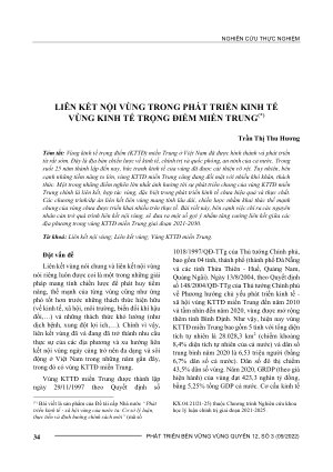 LIÊN KẾT NỘI VÙNG TRONG PHÁT TRIỂN KINH TẾ VÙNG KINH TẾ TRỌNG ĐIỂM MIỀN TRUNG