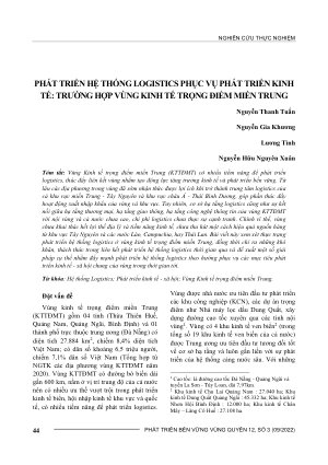 PHÁT TRIỂN HỆ THỐNG LOGISTICS PHỤC VỤ PHÁT TRIỂN KINH TẾ: TRƯỜNG HỢP VÙNG KINH TẾ TRỌNG ĐIỂM MIỀN TRUNG