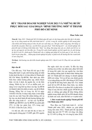 BỨC TRANH DOANH NGHIỆP NĂM 2021 VÀ NHỮNG BƯỚC PHỤC HỒI SAU GIAI ĐOẠN “BÌNH THƯỜNG MỚI” Ở THÀNH PHỐ HỒ CHÍ MINH