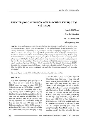 THỰC TRẠNG CÁC NGUỒN VỐN TÀI CHÍNH KHÍ HẬU TẠI VIỆT NAM